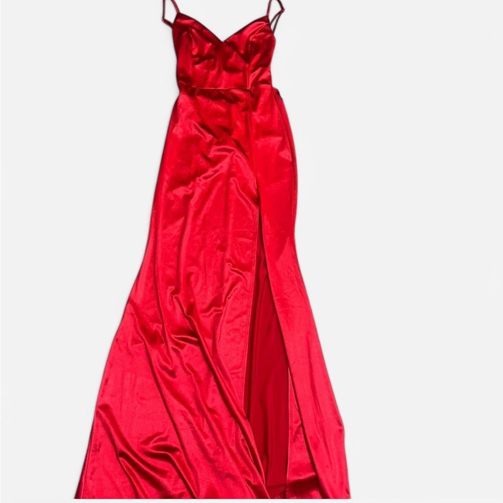 Windsor Elegant Red Satin Maxi Dress